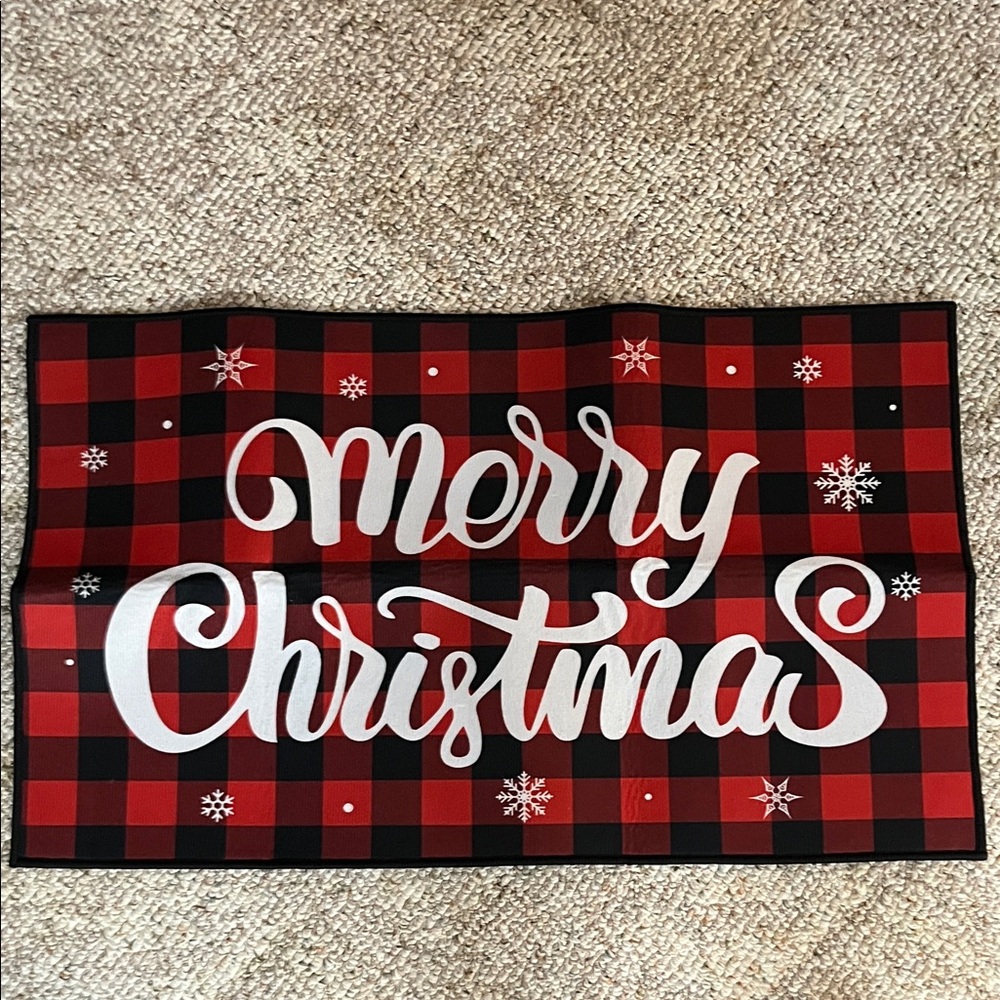 *Festive Plaid Merry Christmas Mat